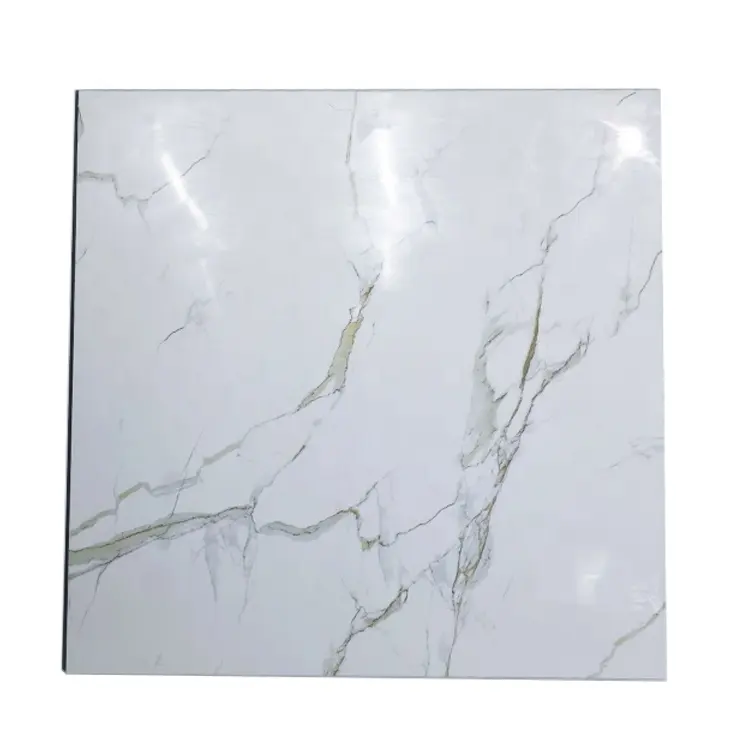 White Glossy Full Body Marble Floor 60x60mm polished glazed Porcelain Ceramic Tiles for Living Room