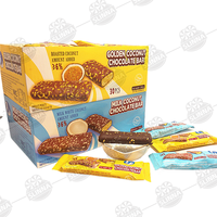 Barre de chocolat au lait et à la noix de coco dorée en gros, barre de biscuit croustillante, collation, certifiée Halal, emballage individuel