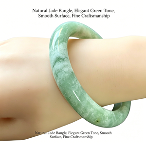 กำไลข้อมือหยกจีนโบราณสีเขียวธรรมชาติทรงกลม ขายส่ง ของขวัญเครื่องประดับอัญมณีแกะสลักสไตล์วินเทจสำหรับผู้หญิง - Product Image 4