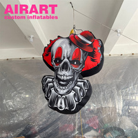 Crâne de Clown Maléfique Gonflable Géant Personnalisé à Suspendre – Modèle de Squelette Effrayant pour Décoration de Fête d'Halloween, Bar ou Scène