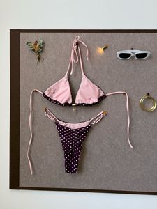 Ensemble <span class=keywords><strong>de</strong></span> bikini à pois triangulaire, <span class=keywords><strong>maillot</strong></span> <span class=keywords><strong>de</strong></span> <span class=keywords><strong>bain</strong></span> rétro à bretelles, <span class=keywords><strong>maillot</strong></span> <span class=keywords><strong>de</strong></span> <span class=keywords><strong>bain</strong></span> deux pièces à coupe haute pour femmes - Product Image 3