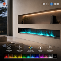 Cheminée électrique moderne à vapeur d'eau à flamme LED linéaire, décoration de villa, insert de type installation en acier avec télécommande