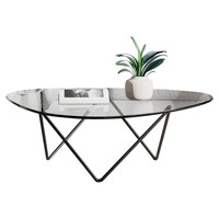 Table basse BTCT029 au design moderne et épuré, style nordique, plateau en verre trempé haut de gamme, structure en acier, pour salon