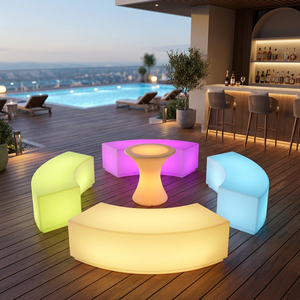 Juego de Muebles para Cafetería y Restaurante, Lujoso Juego de Comedor <span class=keywords><strong>con</strong></span> Iluminación LED, Asientos de Plástico, Sofá, Mesa y Sillas para Restaurante - Product Image 2