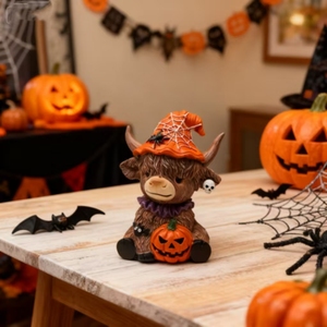 Cruz frontera Halloween nuevo lindo tonto Highland <span class=keywords><strong>vaca</strong></span> resina estatua 8*8*10,5 cm moderno Simple interior al aire libre vacaciones decoración hogar - Product Image 3