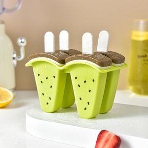 Moule en <span class=keywords><strong>silicone</strong></span> créatif pour fruits, écologique, pour la maison, avec couvercle pour bâtonnets de sucettes glacées en PP, pour la fabrication de glaces en forme de pastèque - Product Image 2