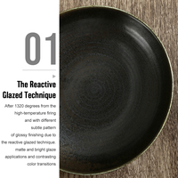 Assiettes à soupe en porcelaine fine de haute qualité, forme irrégulière, réactives au noir, durables, pour restaurant, service de salade et dîner