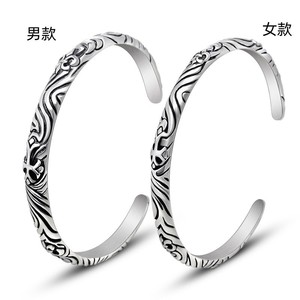 European American Retro Cross Pattern <b>Couple</b> <b>Bracelet</b> Tibetan Silver Open Bangle Men Women Jewelry SZ024 5 - Product Image 1