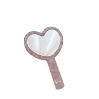 Petit miroir en acétate en forme de cœur, rétro vintage, miroir de poche, miroir de maquillage compact portable pour femmes