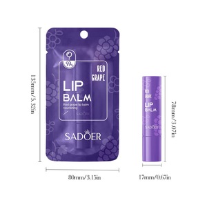 Bálsamo Labial de Uva Roja 3g, Tratamiento Labial Humectante en Gel Compacto y Lindo con Espejo, Nutritivo, Repara los Labios Secos y Agrietados, Cuidado Labial para <span class=keywords><strong>Chicas</strong></span> - Product Image 4