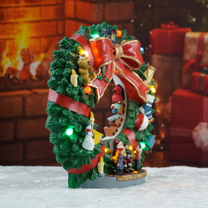 Guirnalda musical de resina con luces Led para colgar en la pared decoración navideña con Papá Noel y niños, venta al por mayor - Product Image 2