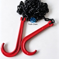 Cadena de Remolque para Camión de Plataforma, Remolque, Tractor, Automóvil, Cadena de Remolque Tipo V de Grado 80 de 5/16 Pulgadas con Gancho en J