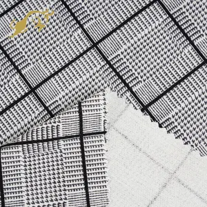 Anti-static classic plaid interlock knitted customized printed ponte roma fabric 100% polyester