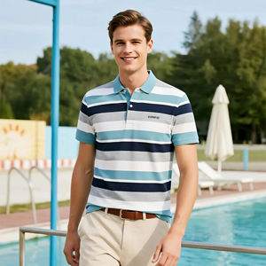 قميص رجالي عالي الجودة بأكمام قصيرة، قميص عمل عادي مصبوغ، قميص بولو من الحرير الصناعي مع إمكانية تخصيص الشعار والتصميم - Product Image 3