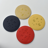 Posavasos de cuero PU personalizados, absorbentes e impresos en serigrafía con texto/gráficos/Nombres, alfombrillas y almohadillas personalizadas
