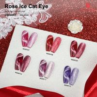Fournitures professionnelles pour nail art : Vernis gel effet œil de chat rose glacé 12 couleurs longue tenue avec lampe UV, temps de séchage, paillettes, 15ml