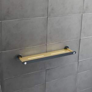 Estante de Baño Esquinero de Diseño Clásico Negro y Dorado, de Una Sola Capa, Acero Inoxidable 304, Montado en la Pared, Duradero, Pulido, para Almacenamiento - Product Image 1