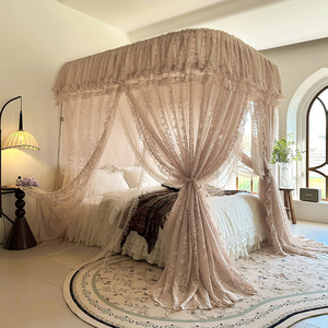 Lưới chống muỗi bằng vải <span class=keywords><strong>Jacquard</strong></span> ren hai lớp vải lót đường sắt lãng mạn kiểu Pháp - Product Image 1