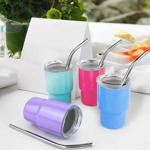 Mini-gobelet isotherme de 3 oz avec paille et couvercle en acier inoxydable, vierge pour sublimation, pour mariages, fêtes et anniversaires - Product Image 5