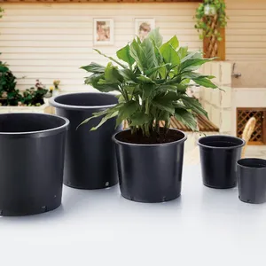 Vaso de flores simples barato, pote grande de plástico para plantas de jardim, pote para plantas ao ar livre, recipiente para plantas