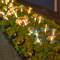Lampes solaires à fibres optiques HD888, 6 têtes, bouquet de fleurs papillon, lumières LED pour extérieur, jardin, cour, allée, décoration paysagère