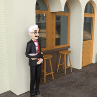 Statue de serveur en résine personnalisée pour personnes âgées Figurine de serveur grandeur nature servant de majordome pour restaurant et affichage décoratif à la maison