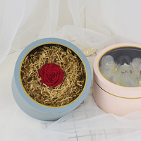 Mini boîte d'emballage cylindrique de luxe ronde transparente pour perruques, boîte à fleurs roses avec ruban