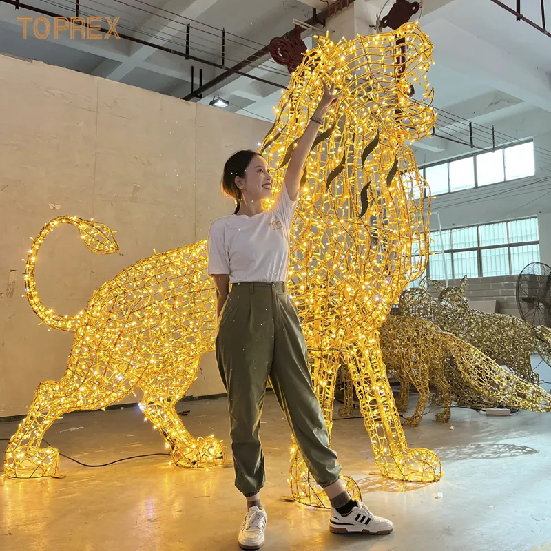 TOPREX 트렌드 상품 신상품 3D 동물 클럽 루미노소 주도 야외 사자 빛 조각