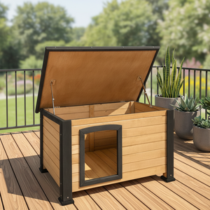 SDD007 Op maat gemaakte milieuvriendelijke waterdichte houten hondenkennel met print, isolatiekit en verwarming, geschikt voor alle seizoenen. - Product Image 3