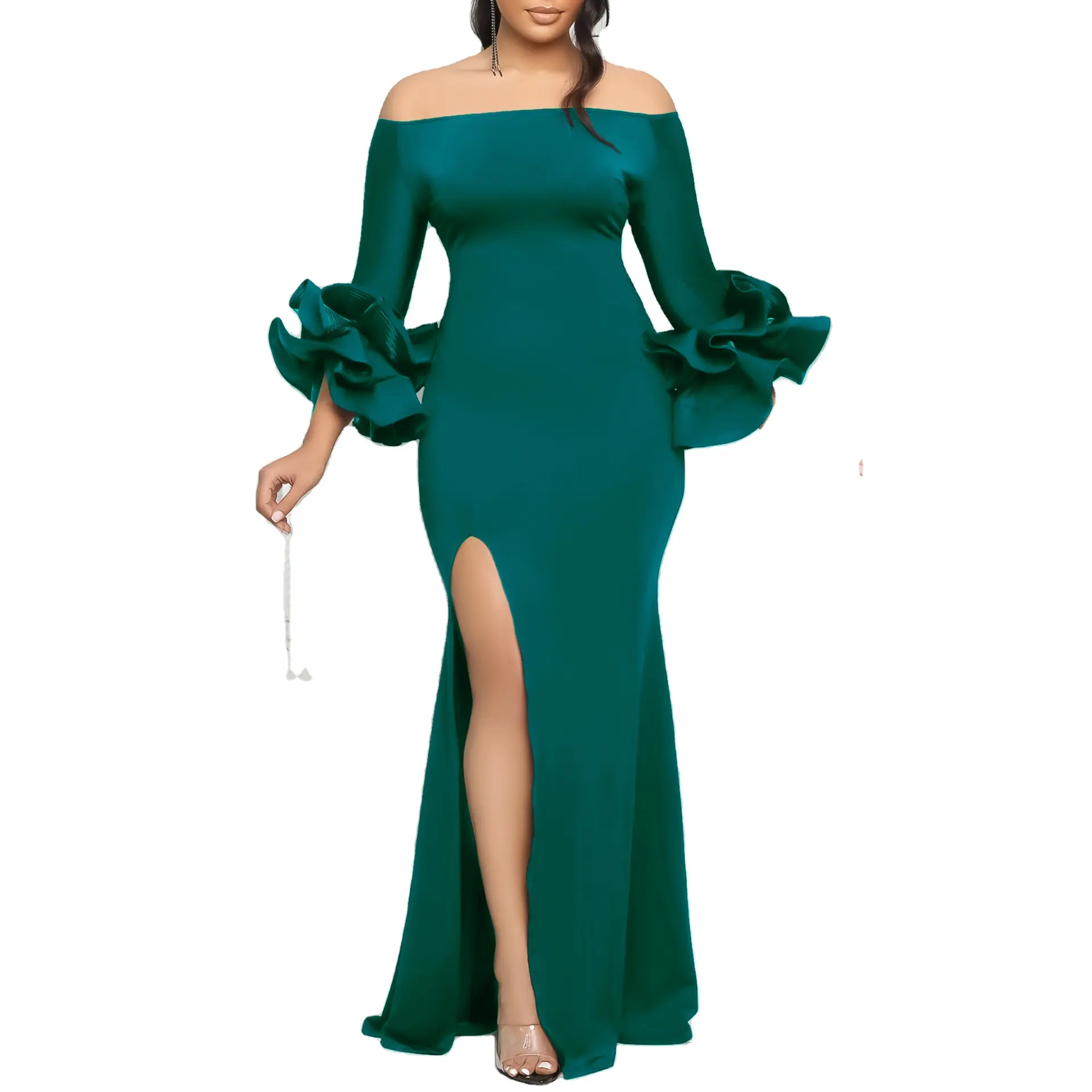 Filles en gros 21e anniversaire vert émeraude femmes meilleure robe pour la fête d'adieu