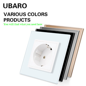 Enchufe de Pared Estándar Europeo Tipo 86 con 1-5 Tomas y Puerto USB, Panel de Vidrio Templado, 16A AC220V, Puerta de Protección para Enchufe - Product Image 2