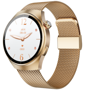 Montre connectée haut de gamme avec <span class=keywords><strong>lunette</strong></span> rouge, bracelet en maille d'acier inoxydable, écran TFT, étanche IP67, cadran analogique classique pour le bureau et les affaires - Product Image 5