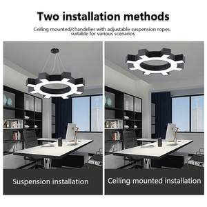 Lampada a sospensione Design industriale ad alta luminosità risparmio energetico 36W 60cm lampada a forma di ingranaggio nera - Product Image 5