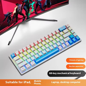 คีย์บอร์ดเกมมิ่งแบบมีสาย ไฟสามสีแบบประกบกัน ให้ความรู้สึกเหมือนคีย์บอร์ดแบบกลไก อุปกรณ์เสริมคอมพิวเตอร์ตั้งโต๊ะ - Product Image 5