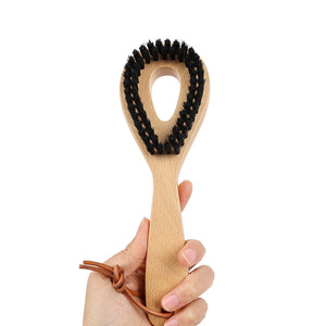 Solid Wood Clothes Brush Pig Bristle Garment Cleaning Brush For Apparel Care - Product Image 3