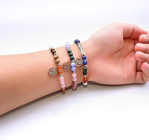 <span class=keywords><strong>Bracciale</strong></span> da donna con perline dei dodici segni zodiacali <span class=keywords><strong>e</strong></span> cristalli, combinazione <span class=keywords><strong>ametista</strong></span>, verde, <span class=keywords><strong>oro</strong></span> <span class=keywords><strong>e</strong></span> bronzo, in acciaio inossidabile, alla moda per matrimoni - Product Image 5