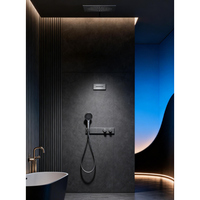 Ensemble de douche encastré pour salle de bain, système thermostatique à poignée unique, en laiton, montage mural, pomme de douche céramique à jet de pluie, norme CE