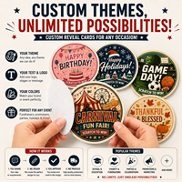 Carte de jeu personnalisée tout-en-un, forme ronde, à déchirer, avec fenêtre, tickets à languette, récompenses en espèces, carte de prix instantanée
