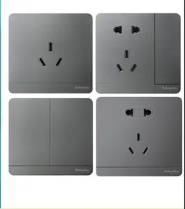 Switches and sockets panel household 86-type installed concealed five-hole socket Est Shang Gray
