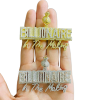 Pendentif Lettre BILLIONAIRE en Zircon Cubique (CZ) style Hip Hop, Bijoux en Gros pour Chaîne Cubaine