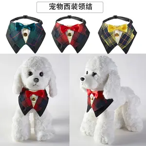 New English Style Pet Suit Adjustable Neck Band Bib With Bow Tie Dress Accessories For Cats And Dogs Wholesale