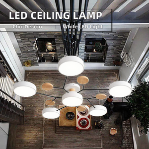Plafonnier moderne en bois, panneau rond, lustre encastré avec LED IP65 pour salon et chambre à coucher - Product Image 3
