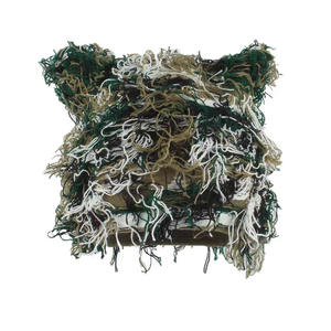 Jakijayi หมวกบีนนี่ดีไซน์หูแมวหมวกแฟชั่นลายพรางมีพู่ถักอบอุ่นสำหรับผู้หญิง - Product Image 4