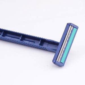 Classic Twin Blade <b>Razor</b> Fixed <b>Head</b> Design With Lubricating Strip Comfort Grip Handle for Household Use Custom Logo - Product Image 4