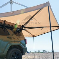 Auvent 270 degrés en Oxford 600D et PVC 1000D, double poteau en aluminium, bande LED, 4 pieds réglables, pour camping et véhicule