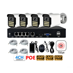 Sistema de Cámara IP POE TSEye para Exteriores, Impermeable IP66, 4 Canales, 4MP/5MP/8MP, con Audio Bidireccional y Almacenamiento en la Nube, Kit de Seguridad NVR H.265 - Product Image 1
