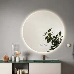 Round Anti-Fog Frameless Wall-Mounted 6500K Backlit Dimmable Lighted Bathroom LED Mirror