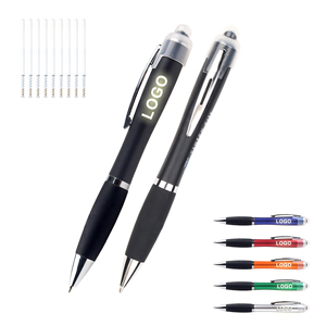 Custom Brand Promotional Plastic Led <b>Light</b> up Laser Logo Ballpoint Pen with Customized <b>Soft</b> Touch Stylus Gift - Product Image 1