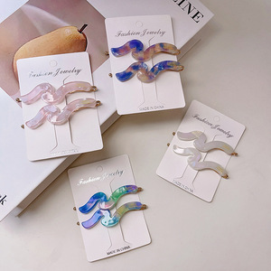 Yi YHJレディースヘアアクセサリー2025新しいウェーブアセテート2ピースセットBang Duckbillクリップサイドクリップヘアピン子供用カスタム - Product Image 4