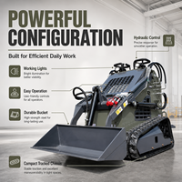 Chargeuse compacte sur chenilles certifiée EPA Euro V LOGWAY avec godet hydraulique pour travaux agricoles, de jardinage et de construction